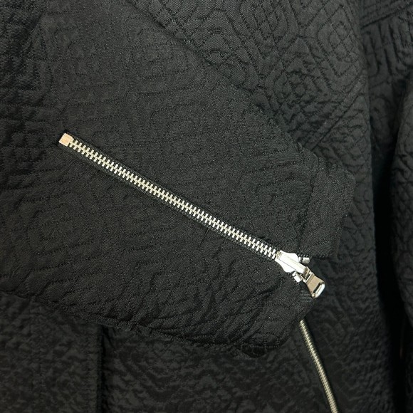 Rebecca Minkoff Black Quilted Moto Jacket Floral Lining Size M - Picture 8 of 14